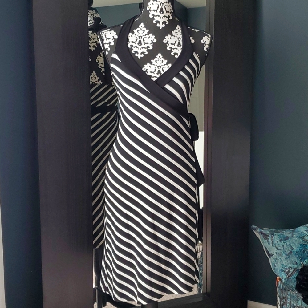 Black and white strap dress